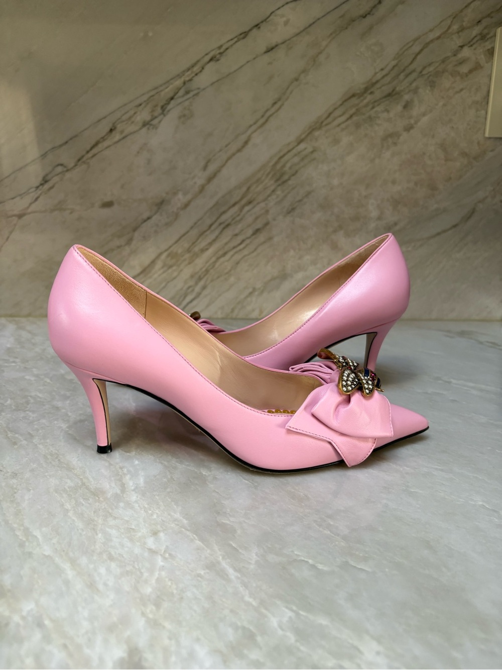 Gucci Queen Margaret Bee Bow sz 38.5 heels shoes - Picture 2 of 9